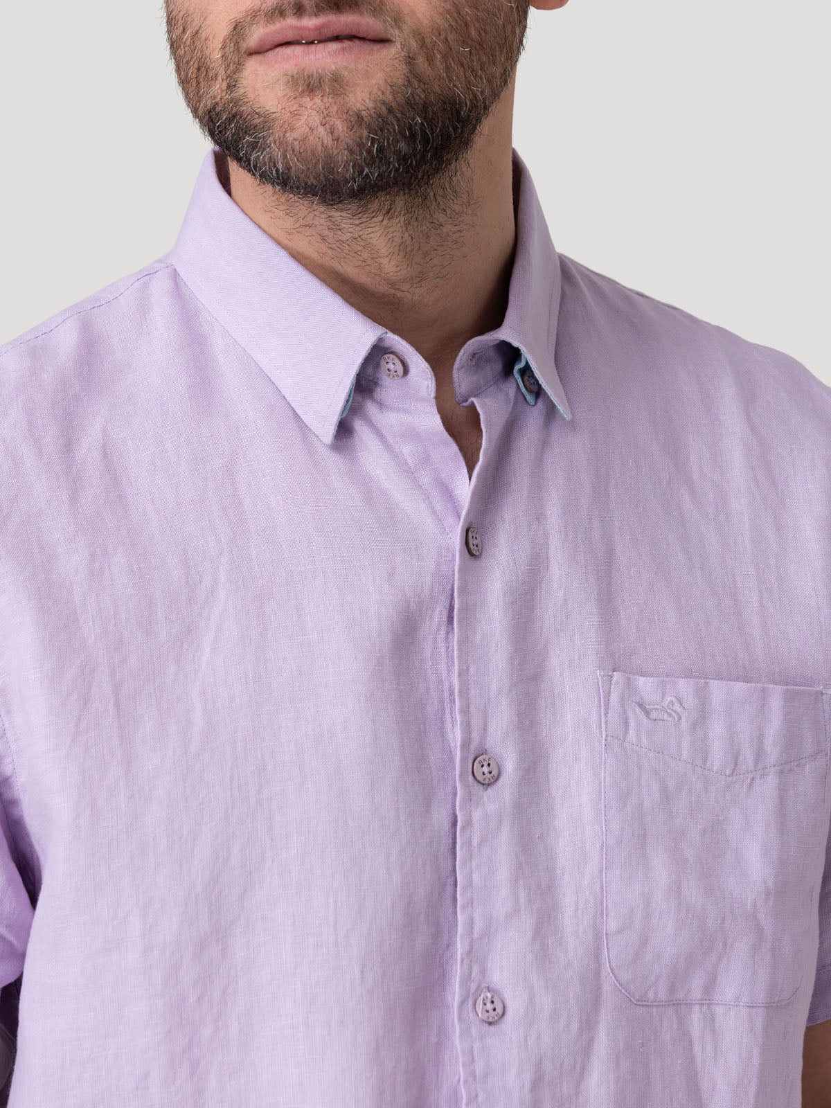 Camisa Lino Orgánico Hombre Linenshort Rosado Rockford