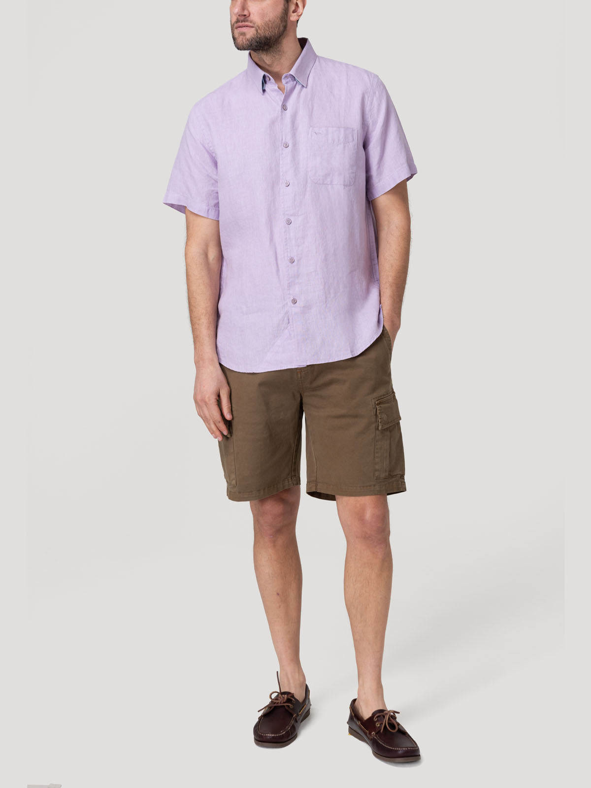 Camisa Lino Orgánico Hombre Linenshort Rosado Rockford