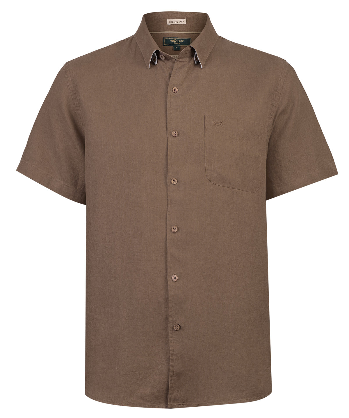 Camisa Lino Orgánico Hombre Linenshort Café Rockford