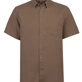 Camisa Lino Orgánico Hombre Linenshort Café Rockford