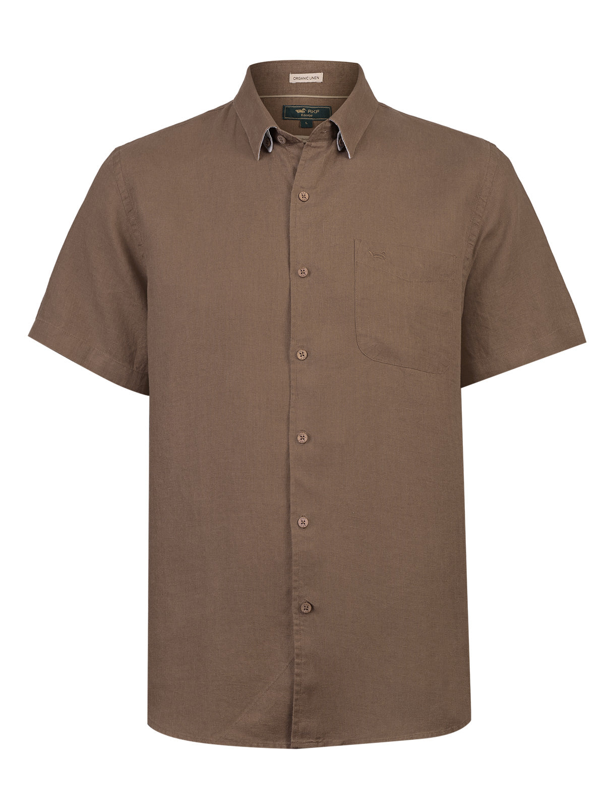 Camisa Lino Orgánico Hombre Linenshort Café Rockford