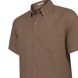 Camisa Lino Orgánico Hombre Linenshort Café Rockford