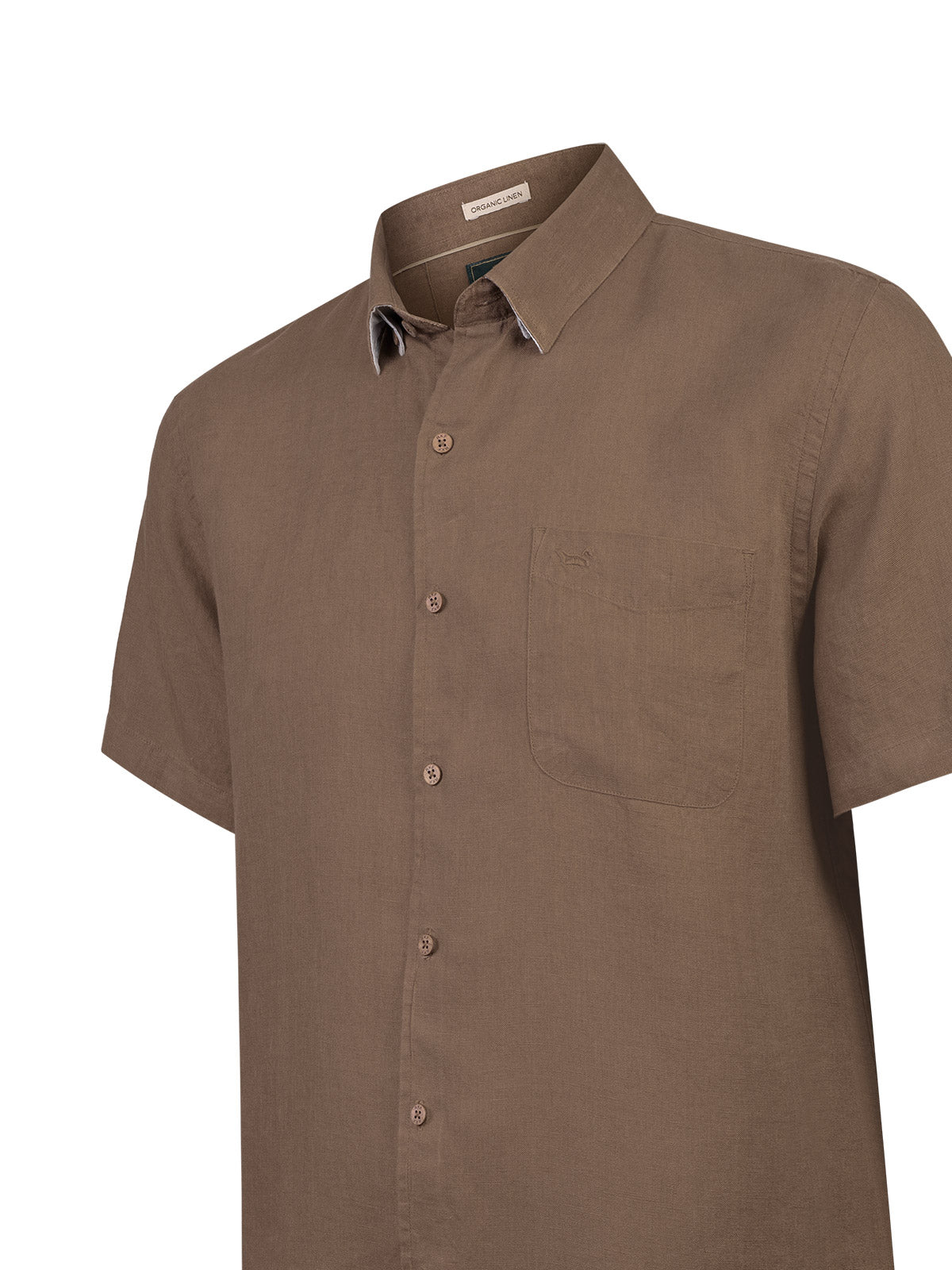 Camisa Lino Orgánico Hombre Linenshort Café Rockford