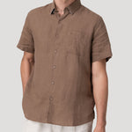 Camisa Lino Orgánico Hombre Linenshort Café Rockford