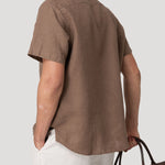 Camisa Lino Orgánico Hombre Linenshort Café Rockford