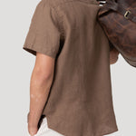 Camisa Lino Orgánico Hombre Linenshort Café Rockford