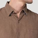 Camisa Lino Orgánico Hombre Linenshort Café Rockford