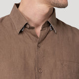 Camisa Lino Orgánico Hombre Linenshort Café Rockford
