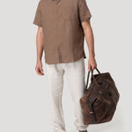 Camisa Lino Orgánico Hombre Linenshort Café Rockford