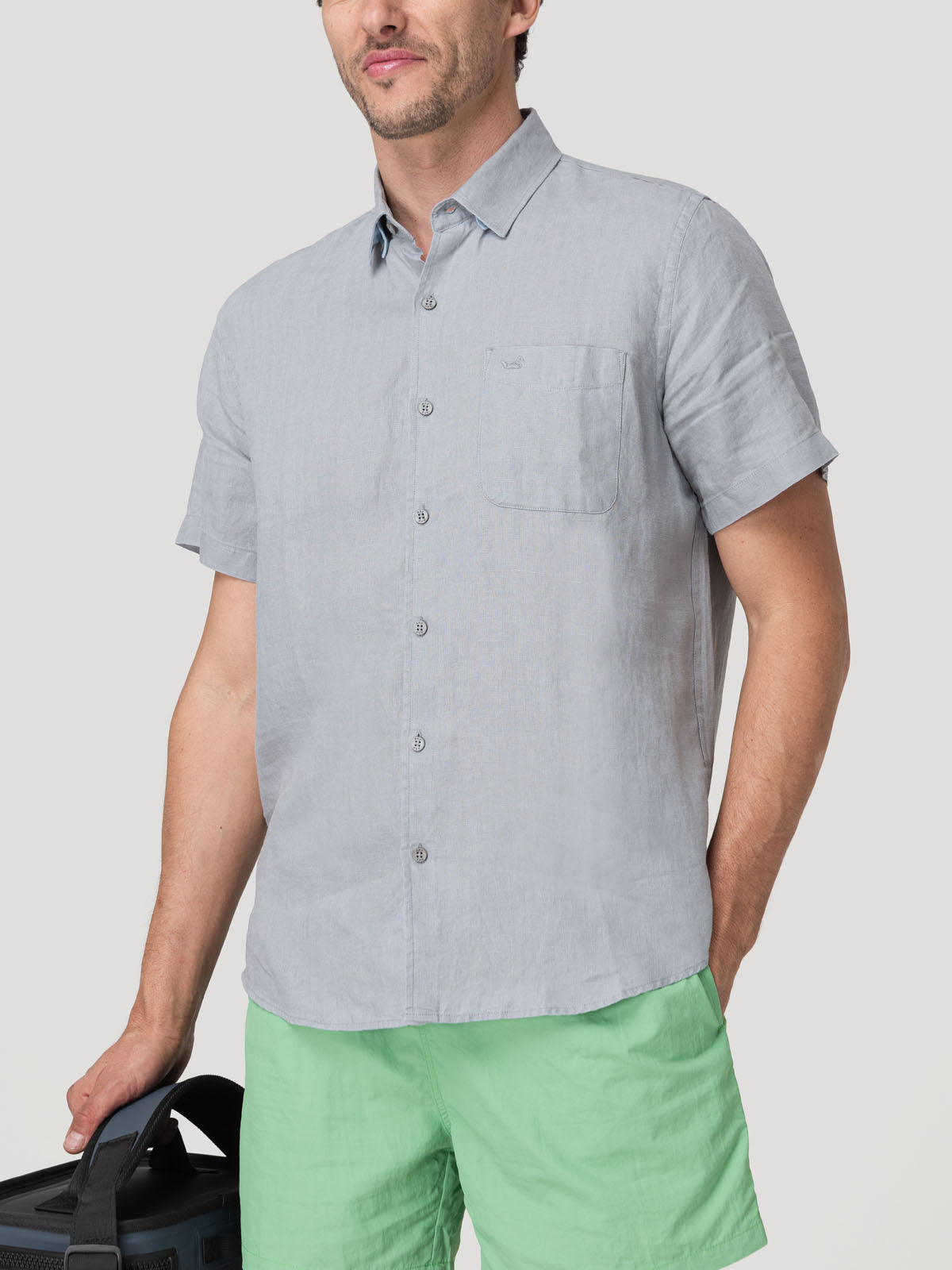 Camisa Lino Orgánico Hombre Linenshort Gris Rockford
