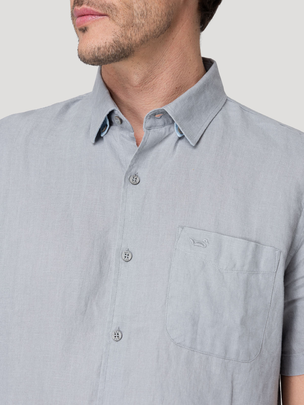 Camisa Lino Orgánico Hombre Linenshort Gris Rockford