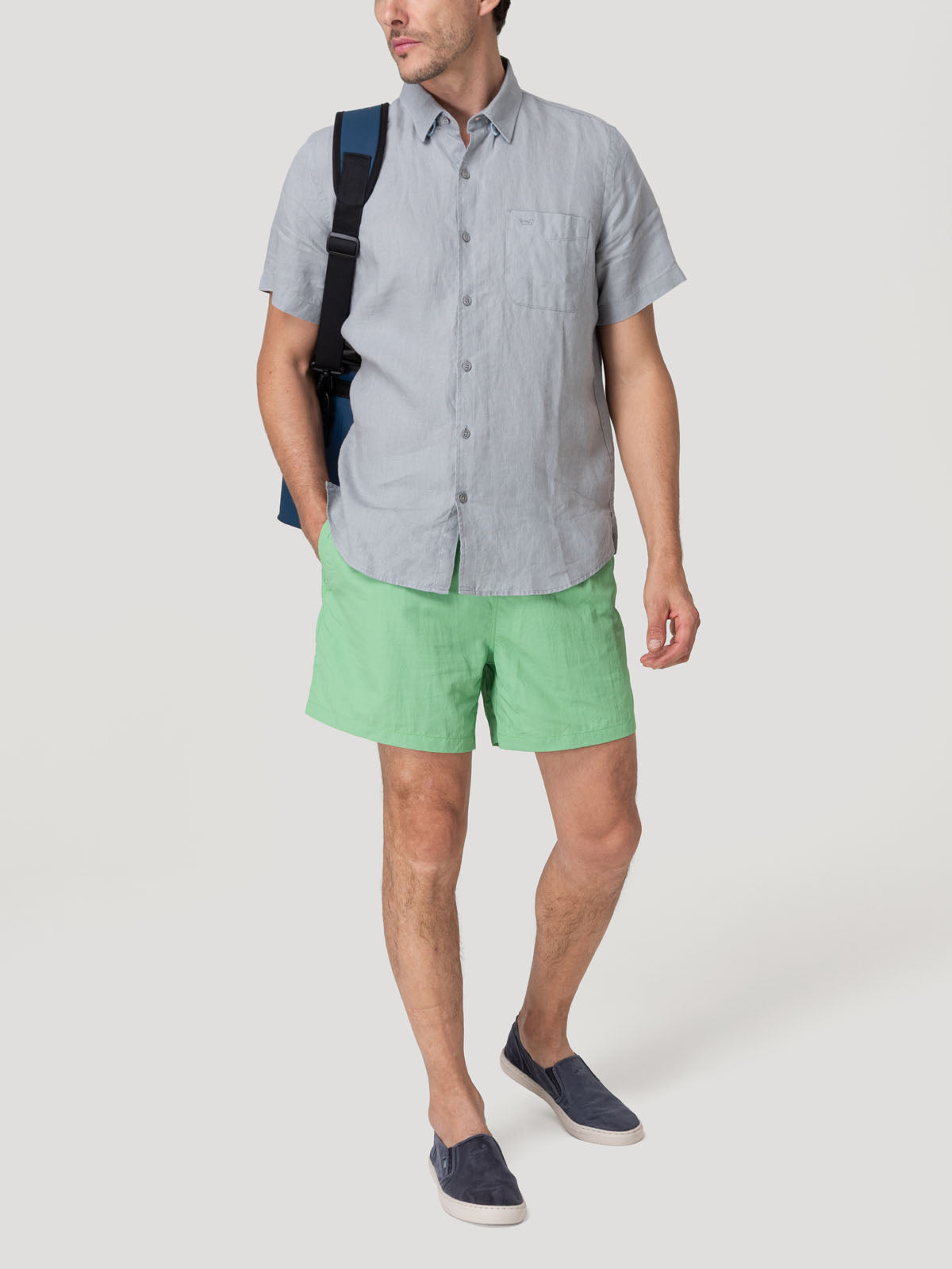 Camisa Lino Orgánico Hombre Linenshort Gris Rockford
