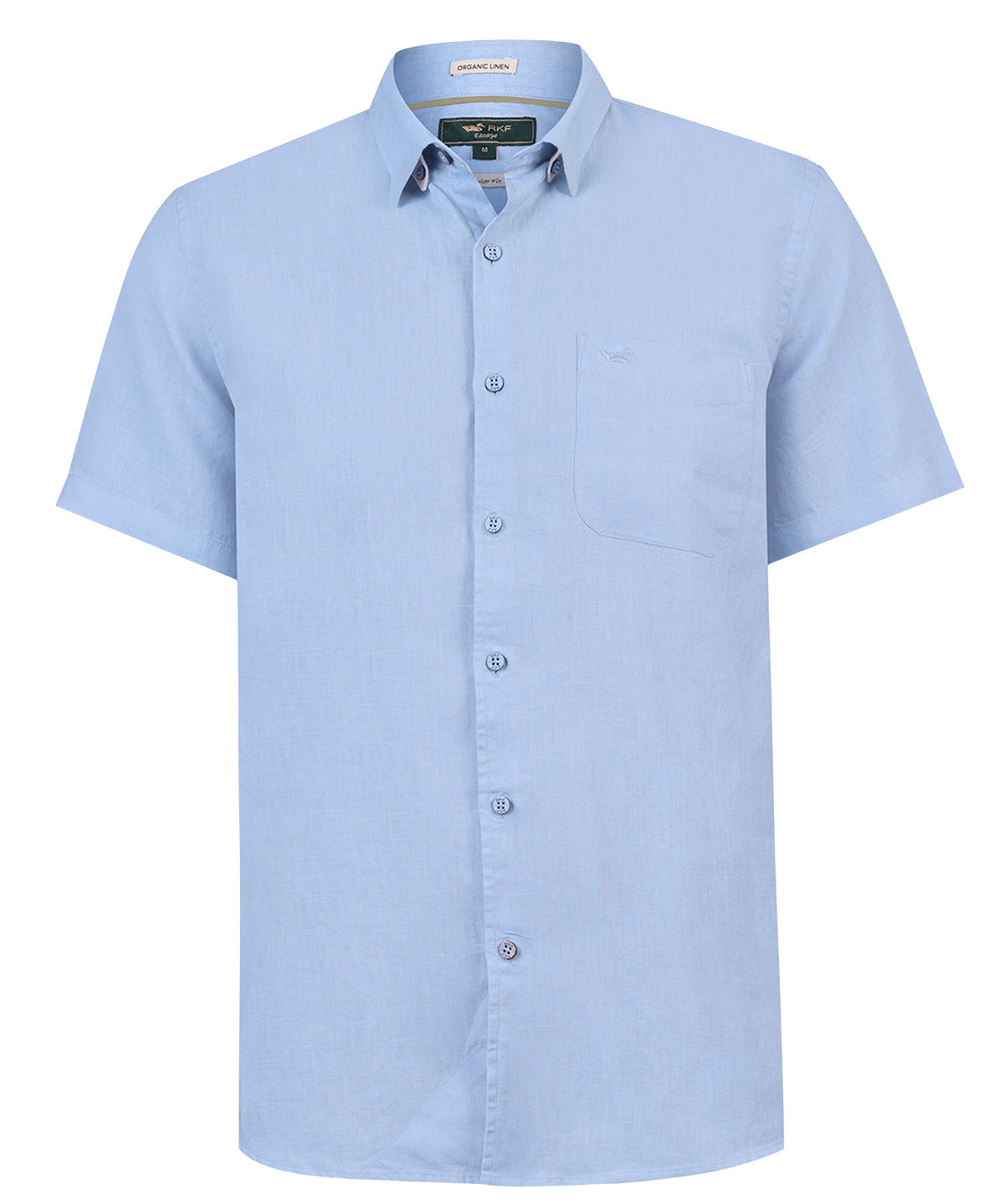 Camisa Lino Orgánico Hombre Linenshort Celeste Rockford