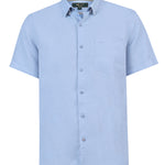Camisa Lino Orgánico Hombre Linenshort Celeste Rockford