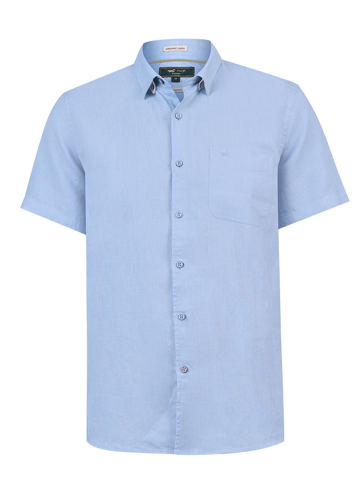 Camisa Lino Orgánico Hombre Linenshort Celeste Rockford