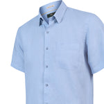 Camisa Lino Orgánico Hombre Linenshort Celeste Rockford