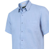 Camisa Lino Orgánico Hombre Linenshort Celeste Rockford