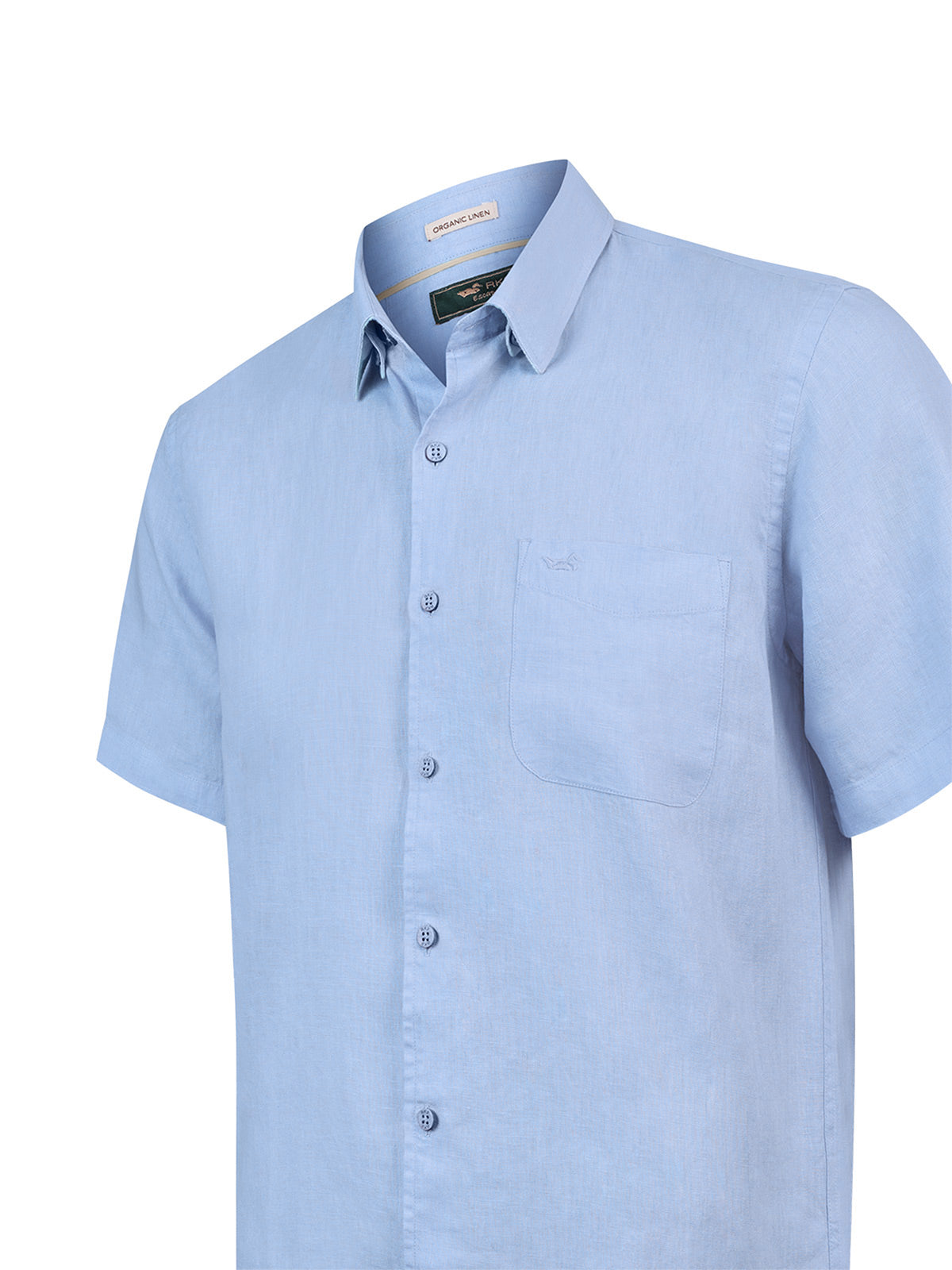 Camisa Lino Orgánico Hombre Linenshort Celeste Rockford