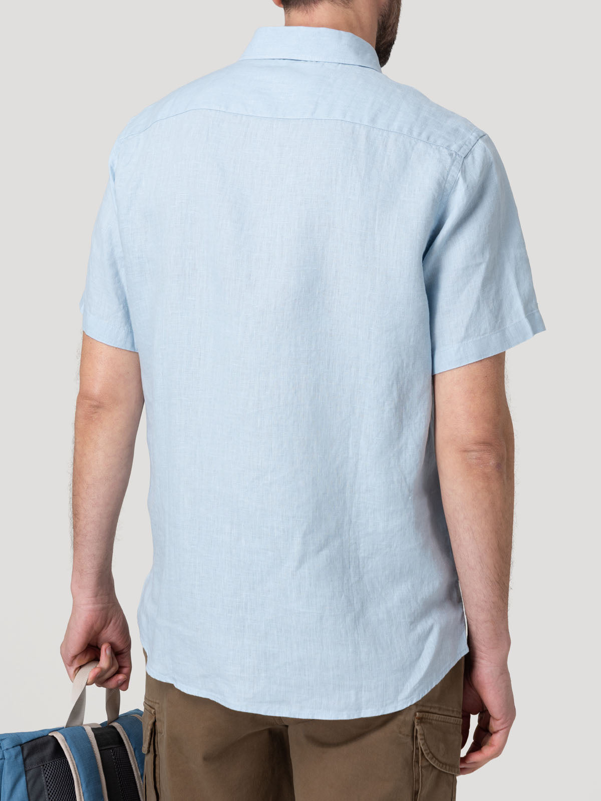 Camisa Lino Orgánico Hombre Linenshort Celeste Rockford