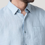 Camisa Lino Orgánico Hombre Linenshort Celeste Rockford