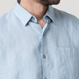 Camisa Lino Orgánico Hombre Linenshort Celeste Rockford
