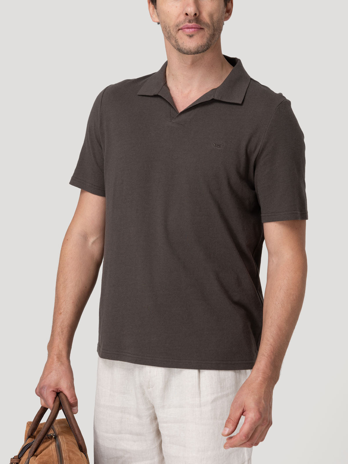 Polera Algodón Orgánico Hombre Vary Café Rockford