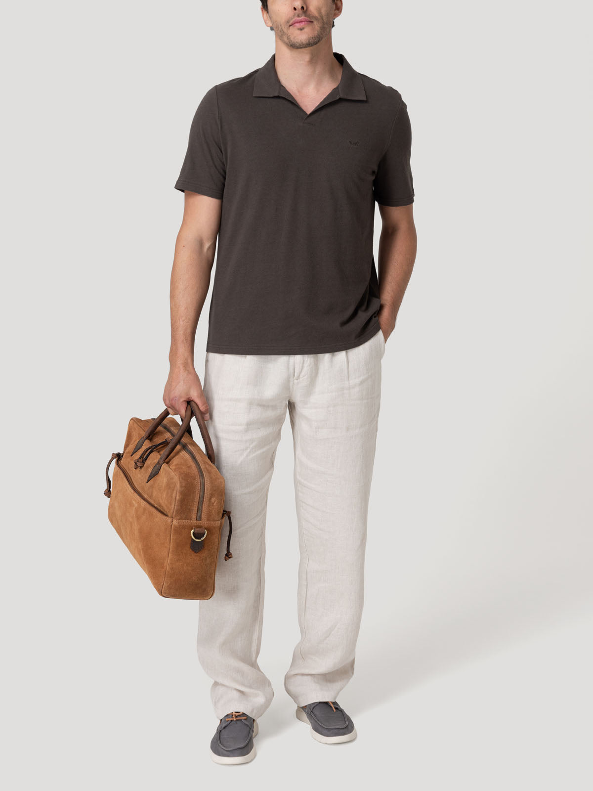 Polera Algodón Orgánico Hombre Vary Café Rockford