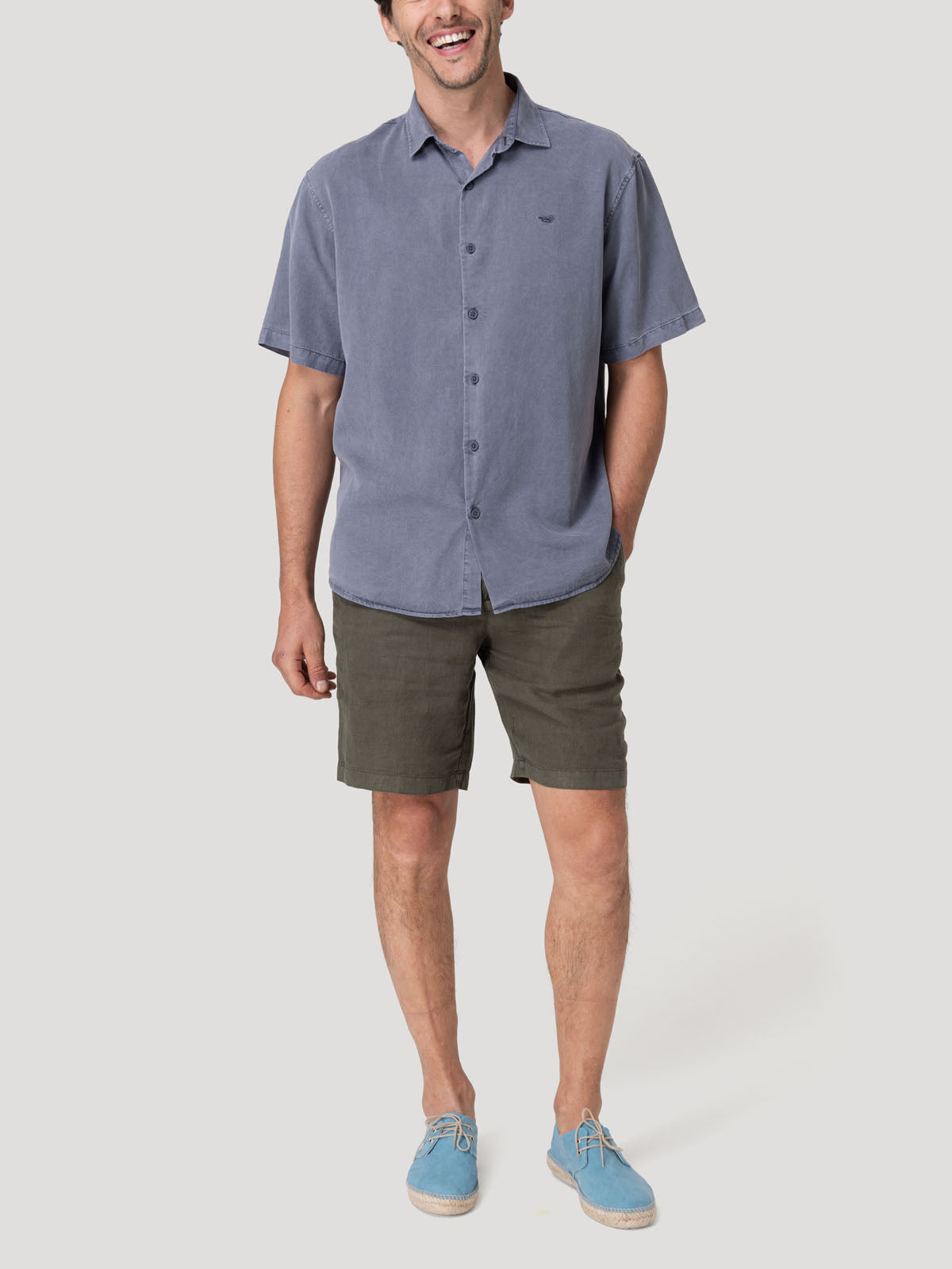 Short Lino Orgánico Hombre Linen Verde Rockford
