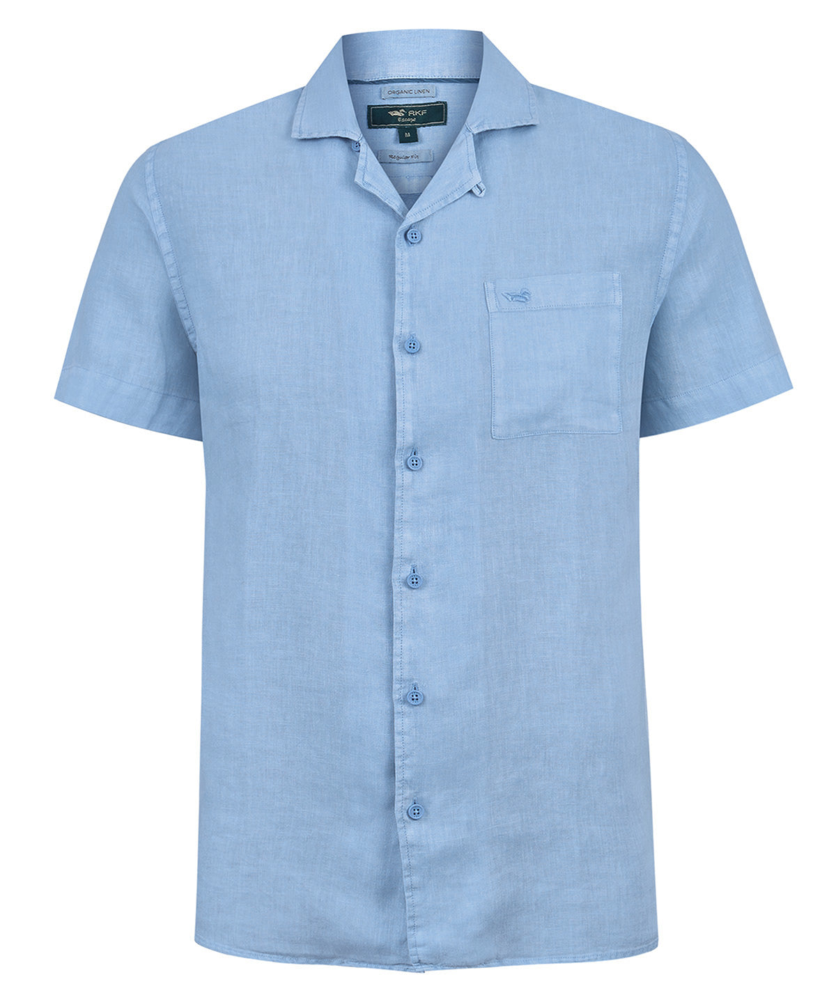 Camisa Lino Orgánico Hombre Linenpro Azul Rockford