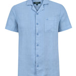 Camisa Lino Orgánico Hombre Linenpro Azul Rockford