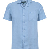 Camisa Lino Orgánico Hombre Linenpro Azul Rockford