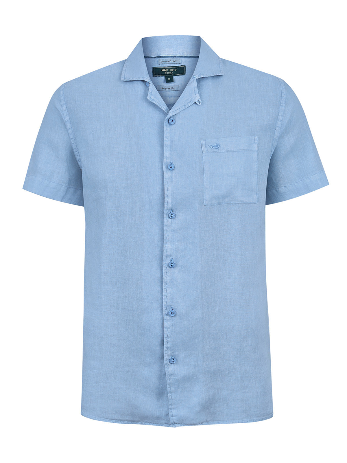 Camisa Lino Orgánico Hombre Linenpro Azul Rockford