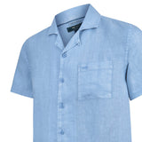 Camisa Lino Orgánico Hombre Linenpro Azul Rockford