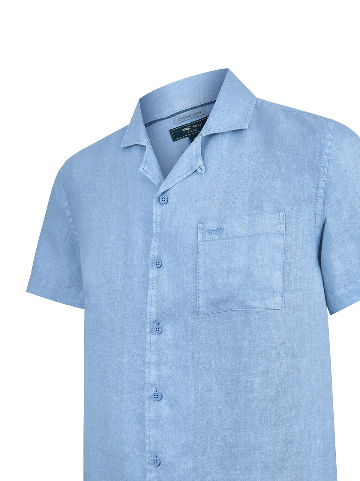Camisa Lino Orgánico Hombre Linenpro Azul Rockford