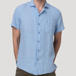 Camisa Lino Orgánico Hombre Linenpro Azul Rockford