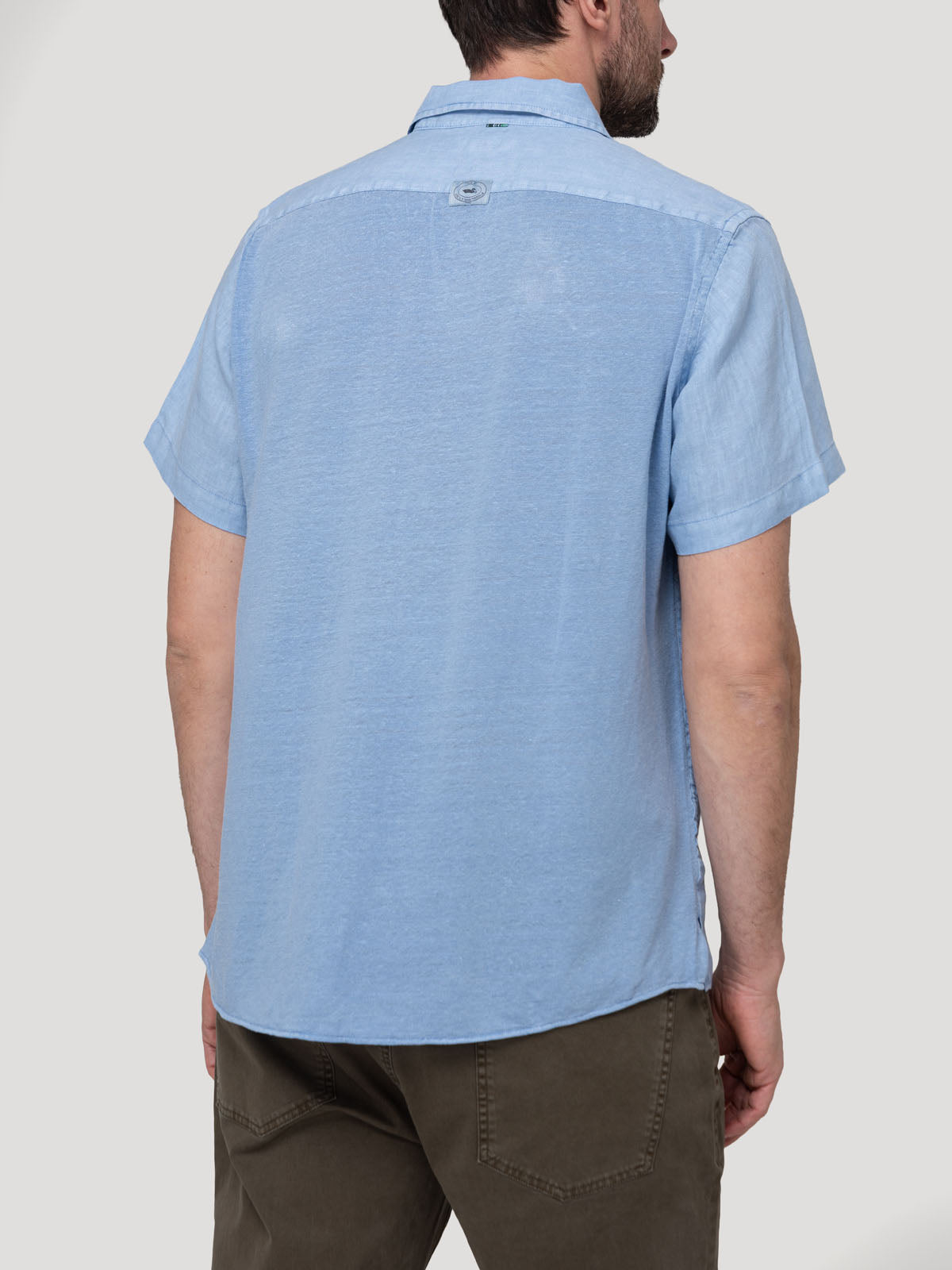 Camisa Lino Orgánico Hombre Linenpro Azul Rockford