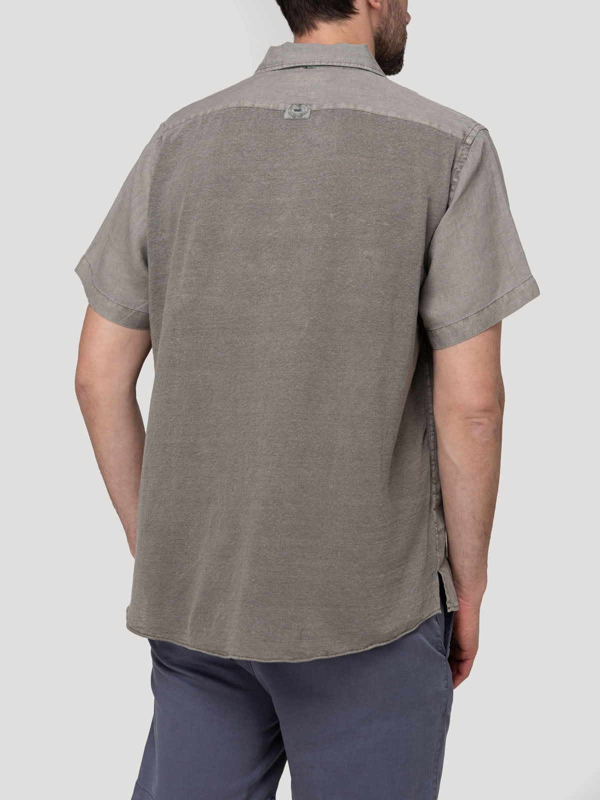Camisa Lino Orgánico Hombre Linenpro Verde Rockford