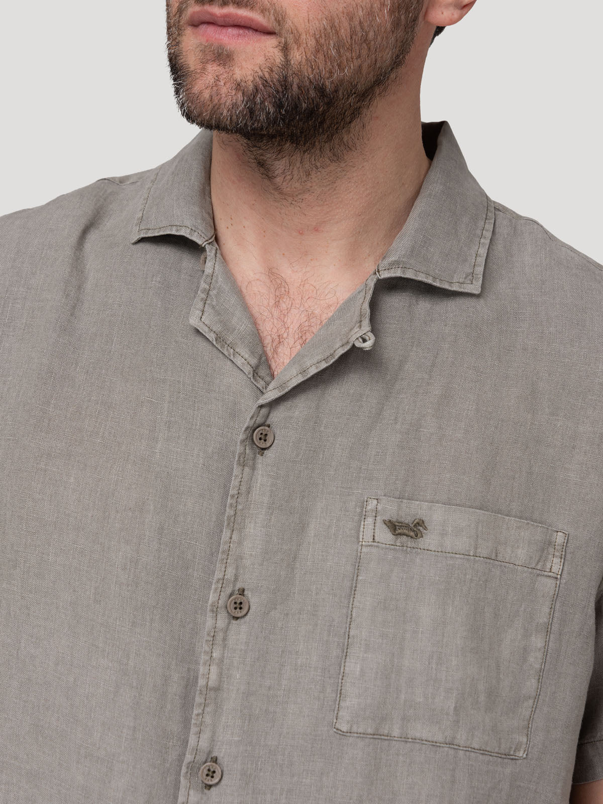 Camisa Lino Orgánico Hombre Linenpro Verde Rockford