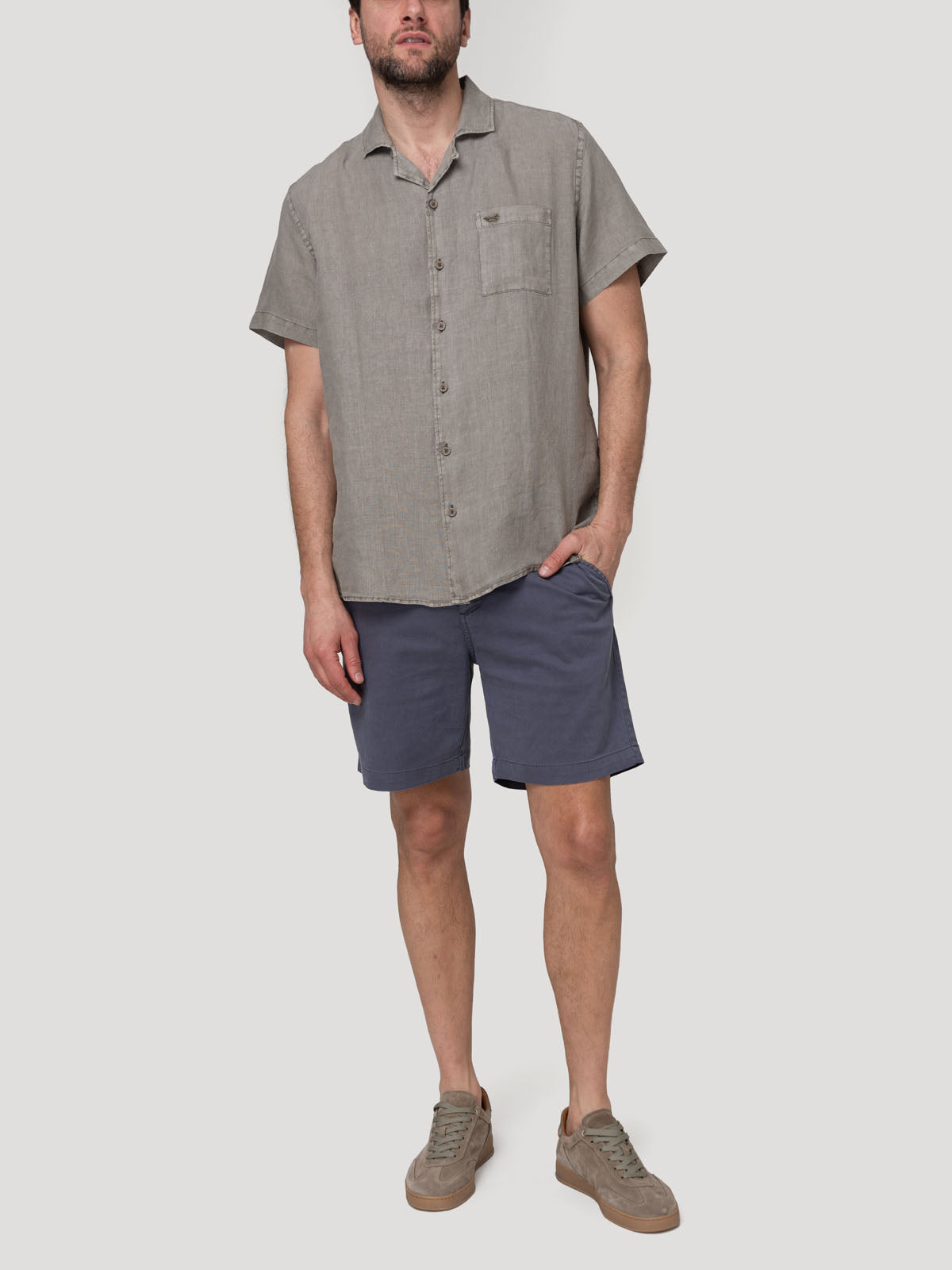 Camisa Lino Orgánico Hombre Linenpro Verde Rockford