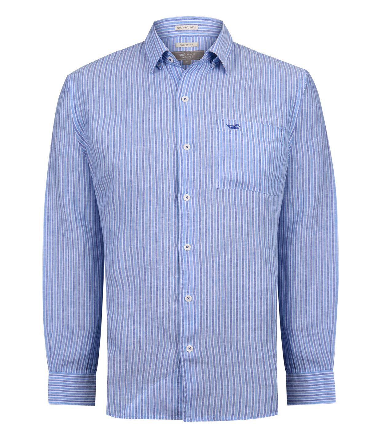Camisa Lino Orgánico Hombre Linstripe Azul Rockford