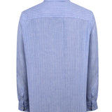 Camisa Lino Orgánico Hombre Linstripe Azul Rockford