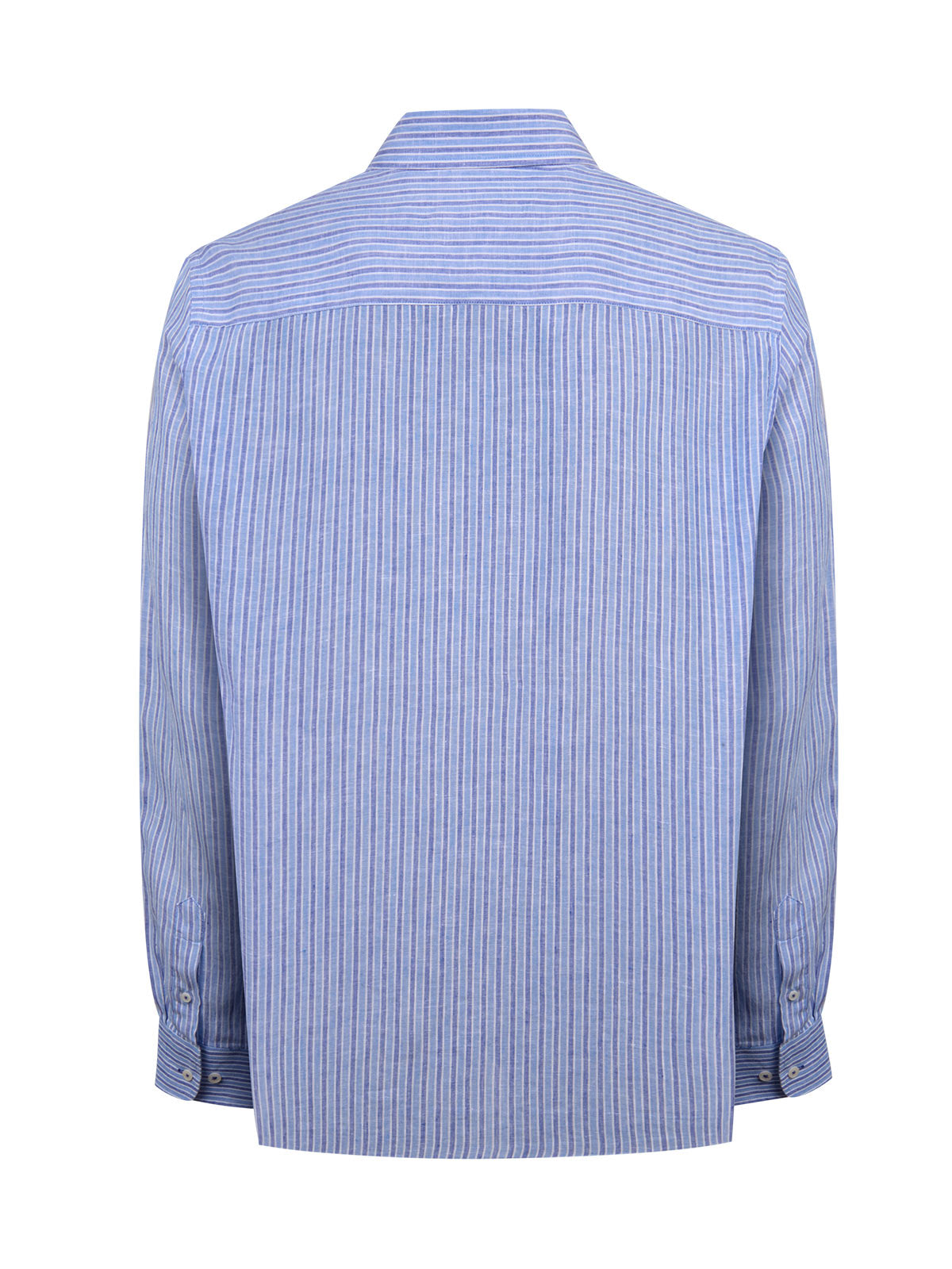 Camisa Lino Orgánico Hombre Linstripe Azul Rockford