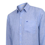 Camisa Lino Orgánico Hombre Linstripe Azul Rockford