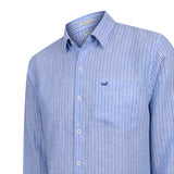 Camisa Lino Orgánico Hombre Linstripe Azul Rockford