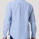 Camisa Lino Orgánico Hombre Linstripe Azul Rockford