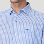 Camisa Lino Orgánico Hombre Linstripe Azul Rockford
