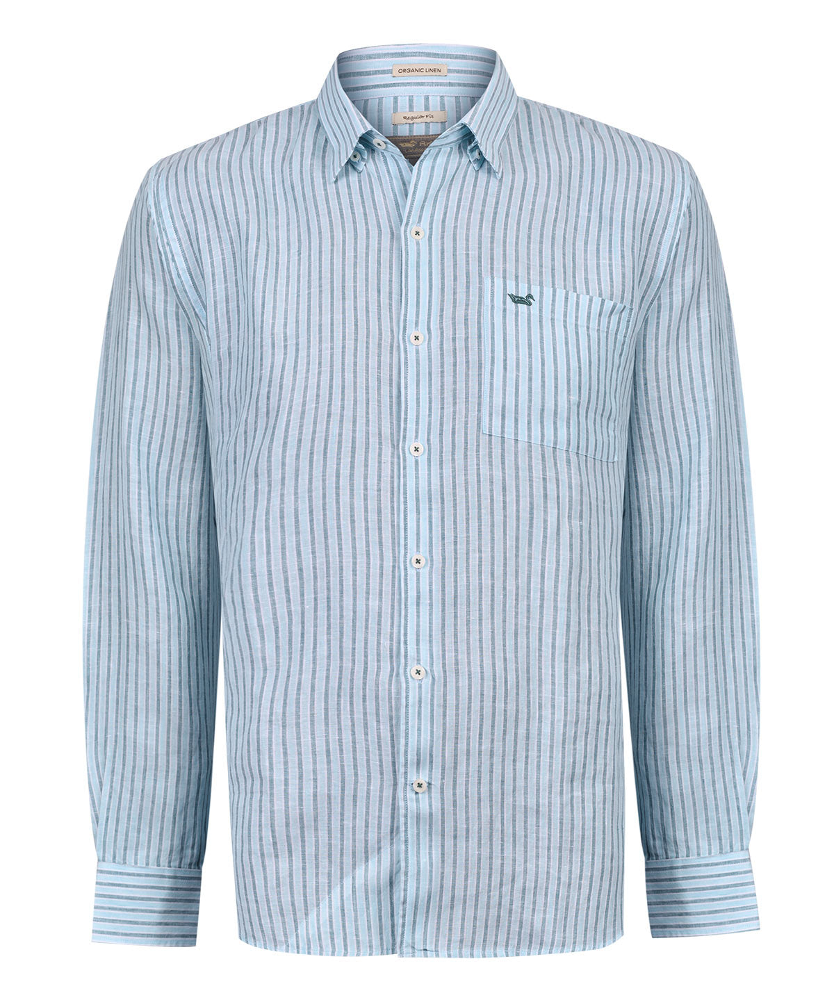 Camisa Lino Orgánico Hombre Linstripe Celeste Rockford