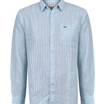 Camisa Lino Orgánico Hombre Linstripe Celeste Rockford