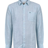 Camisa Lino Orgánico Hombre Linstripe Celeste Rockford