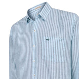 Camisa Lino Orgánico Hombre Linstripe Celeste Rockford
